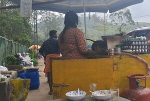 Maggie at roadside shop